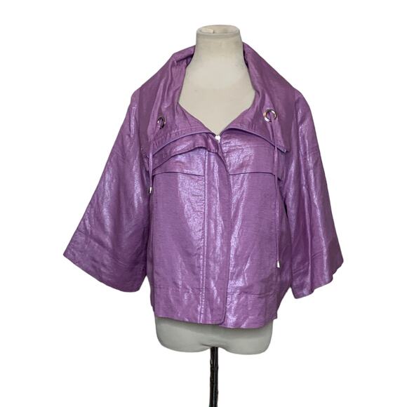 Sandro purple 3/4 sleeves zipper jacket size Large - Picture 1 of 9